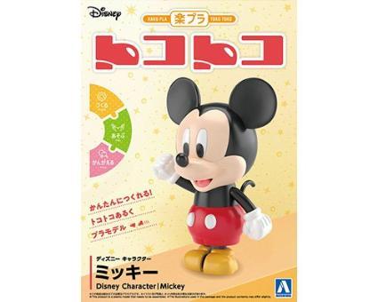 Aoshima Bunka Kyozai-sha Rakupura Tokotoko No.DP-01 Disney Character Mickey Pre-colored Plastic Model Kit