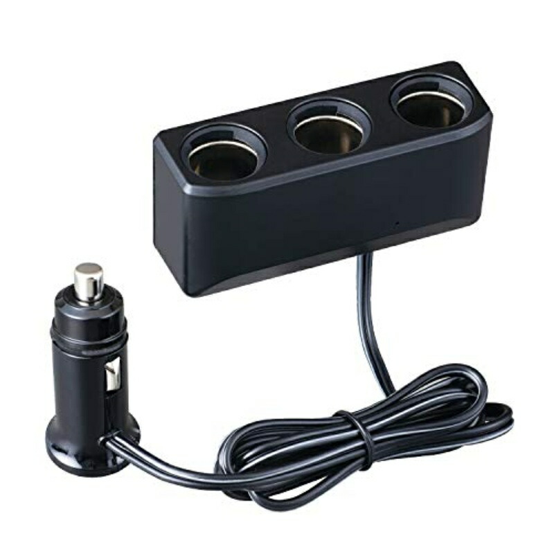 SEIWA Car Accessories Cigarette Lighter Socket Splitter 3-Port Cord Type F316 Anti-Disconnect Plug Compatible with 12V/24V Vehicles Output 7A Approx. 1m