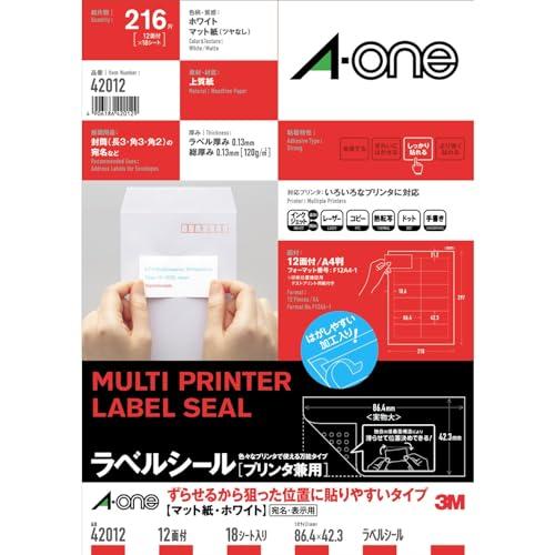 A-One Label Sheets Adjustable Positioning for Easy Placement 12-Panel Design with Four-Sided Margins 18 Sheets 42012