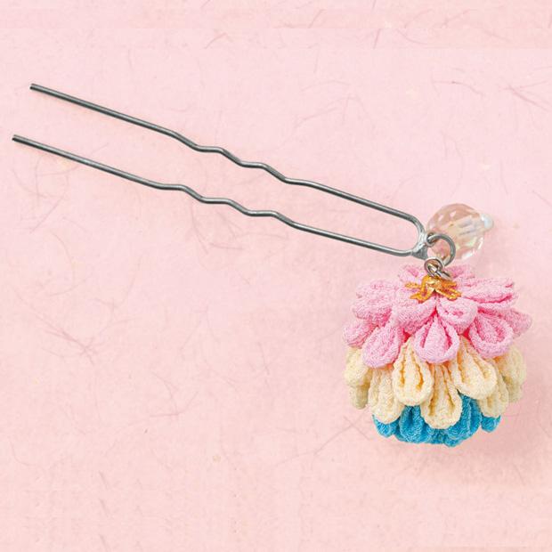 Takagi Textile Panami Kyoto Crepe Tsumami Craft Kusudama Hairpin LH-127 LH-128 LH-128 (Pastel)
