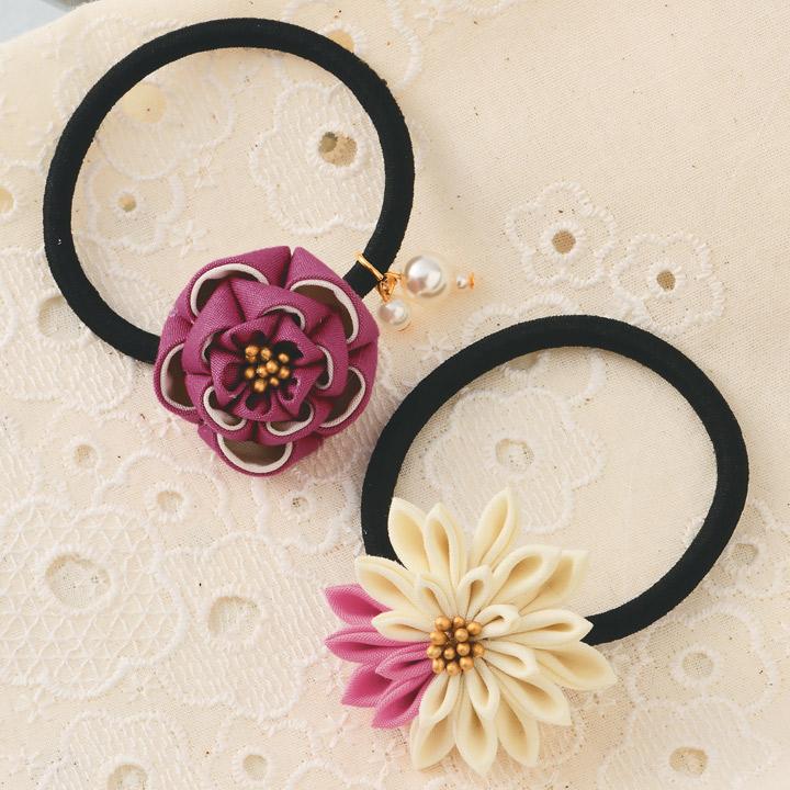 Takagi Textile Panami Craft Kit Everyday Tsumami Zaiku Rose Hair Elastic Set Made with Cotton Fabric LH-445