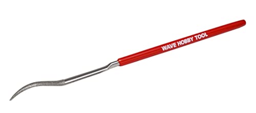 Wave Hobby Tools Series HG Special Shape Diamond File - Round Top & Curved Tip for Plastic Models HT-673 Grip: Red