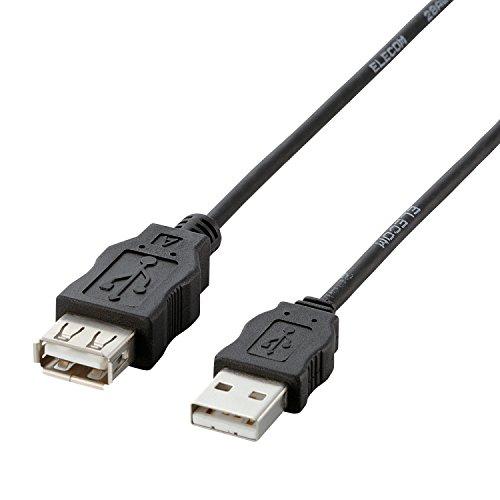 ELECOM USB Cable Extension USB 2.0 (USB Type-A Male to USB Type-A Female) RoHS Compliant 0.5m Black USB-ECOEA05