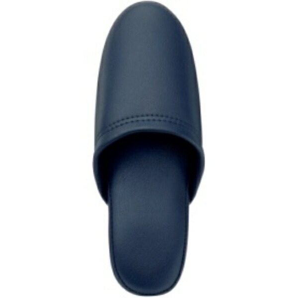 Omikenji Antibacterial Leather-Style Slippers, Front-Closure, Dark Blue, Approx. 23~26.5cm, 36014
