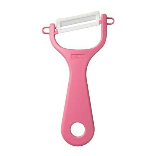 Kyocera Ceramic Peeler Rust-Free Easy Care Peeler Charm Pink Diagonal Blade Type Lightweight Sharp Feel Long-Lasting Sharpness Does Not Transfer Metal Flavors Disinfecting and Bleaching OK CP-NA08CPK
