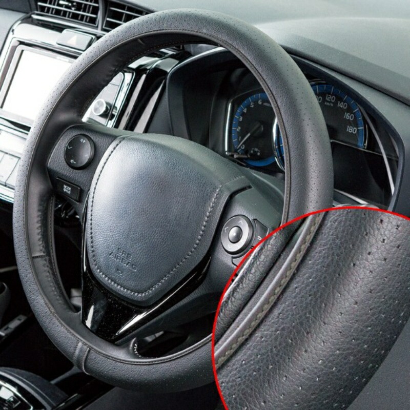 BONFORM Steering Wheel Cover NeoFit Leather for Light/Standard Vehicles S: 36.5~37.9cm Black 6703-15BK