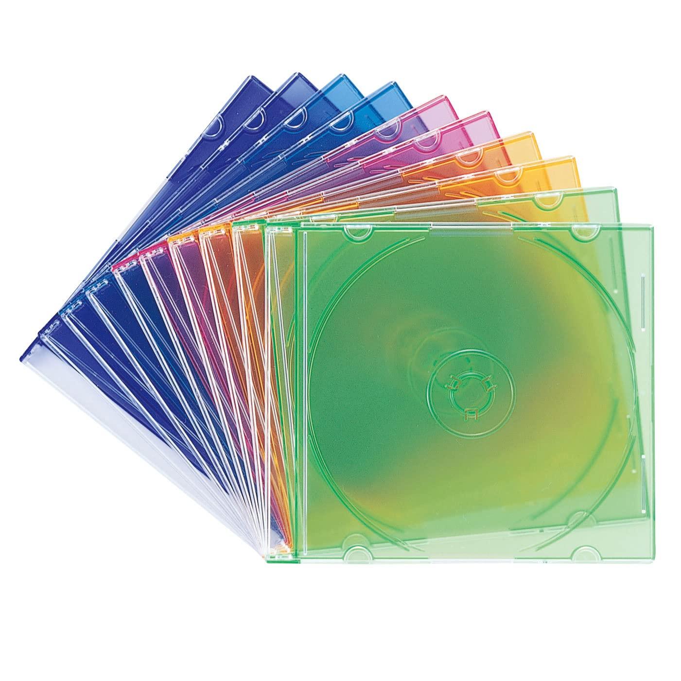 Sanwa Supply Blu-ray/DVD/CD Case (Slim Type, 10-Pack, 5-Color Mix) FCD-PU10MXN