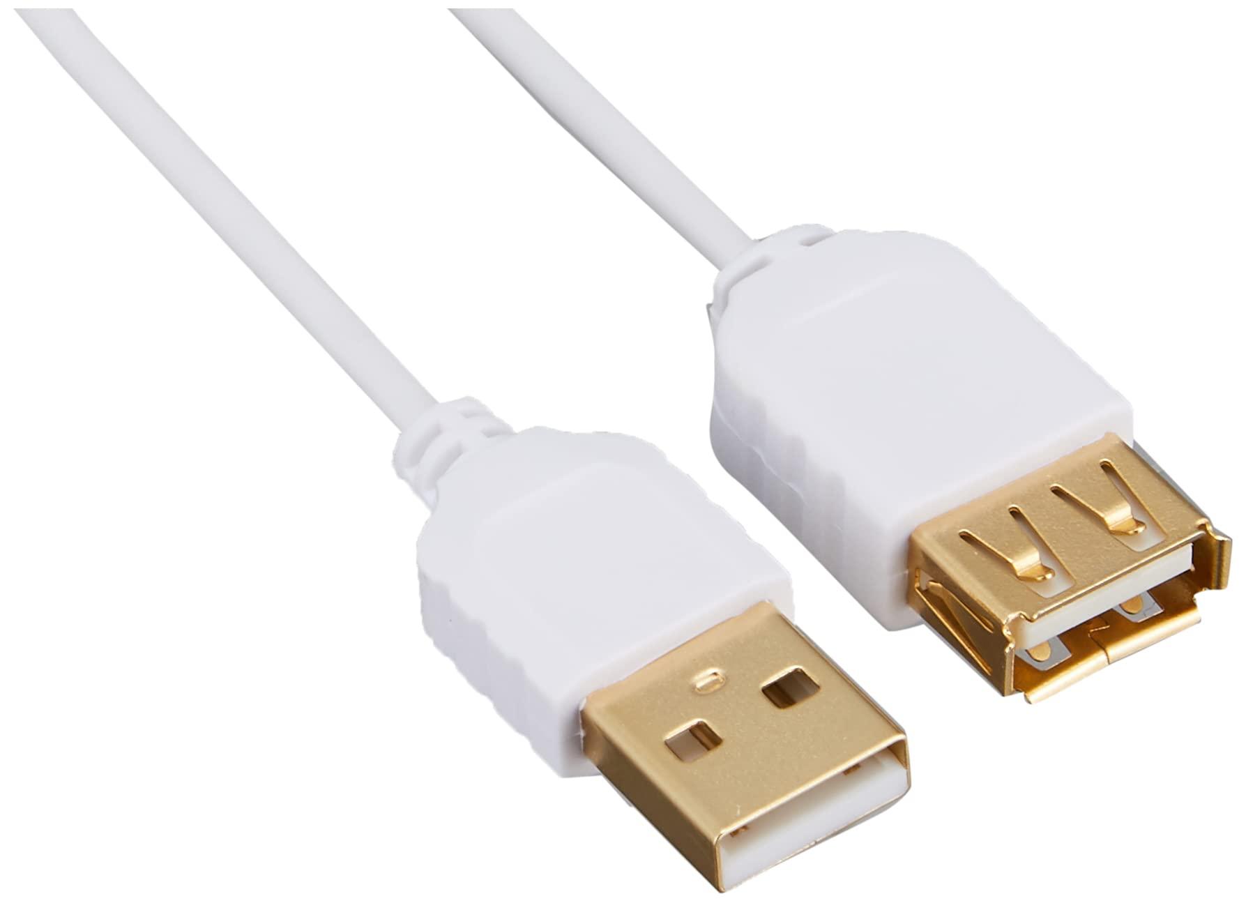 Sanwa Supply Ultra-Thin USB Extension Cable (Type A to Type A Female Extension Type, White, 0.5m) KU-SLEN05WK
