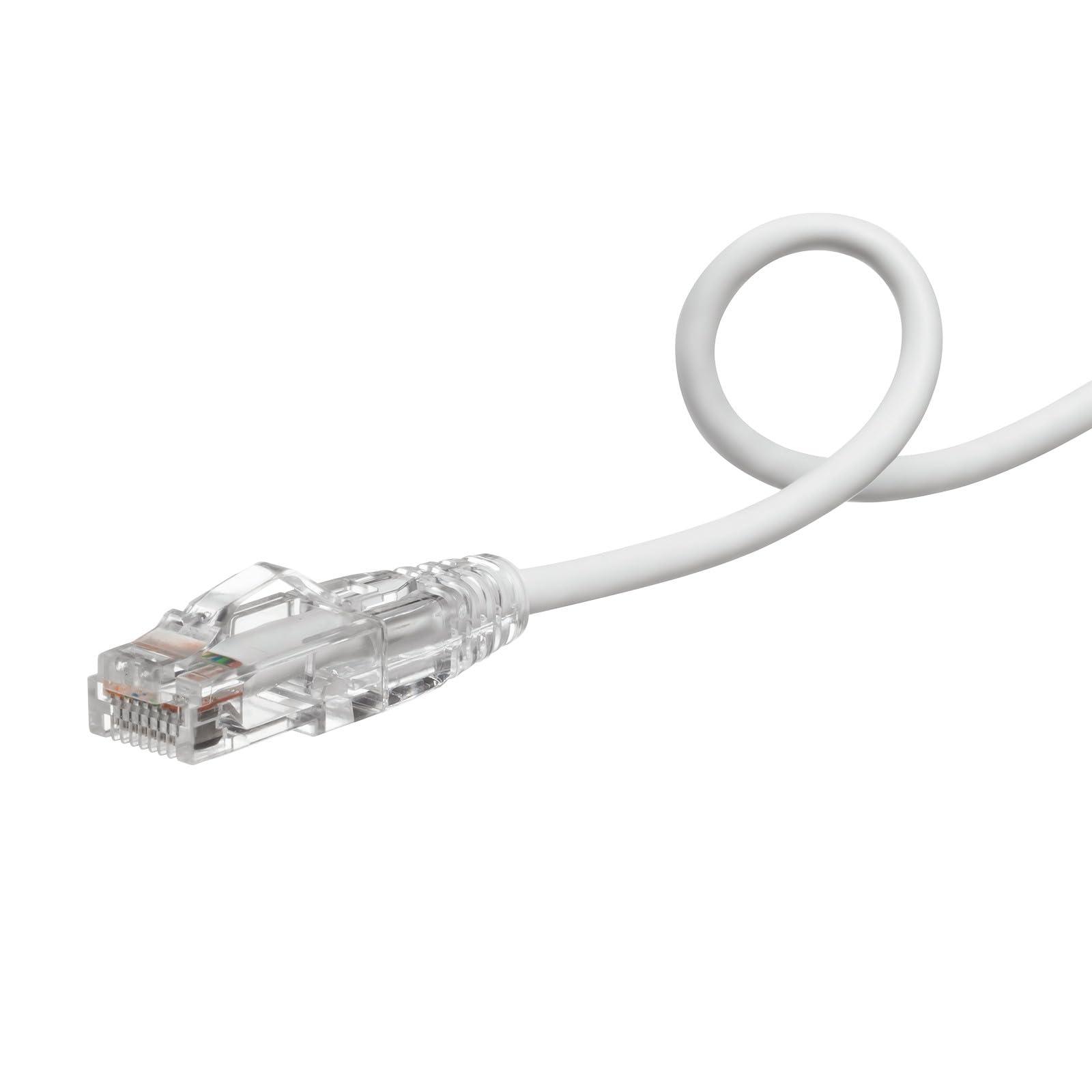 Sanwa Supply LAN Cable CAT6A (1m) Easy to Route Flexible Slim Material U-Shaped Latch Prevents Tab Breakage RJ45 Connector White KB-SL6AYS-01W
