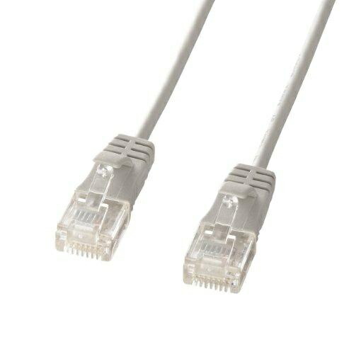 Sanwa Supply CAT6 Compliant LAN Cable Ultra-Thin Type 3.2mm Diameter (3m) 1Gbps/250MHz RJ45 Clip-Proof Light Gray KB-SL6-03
