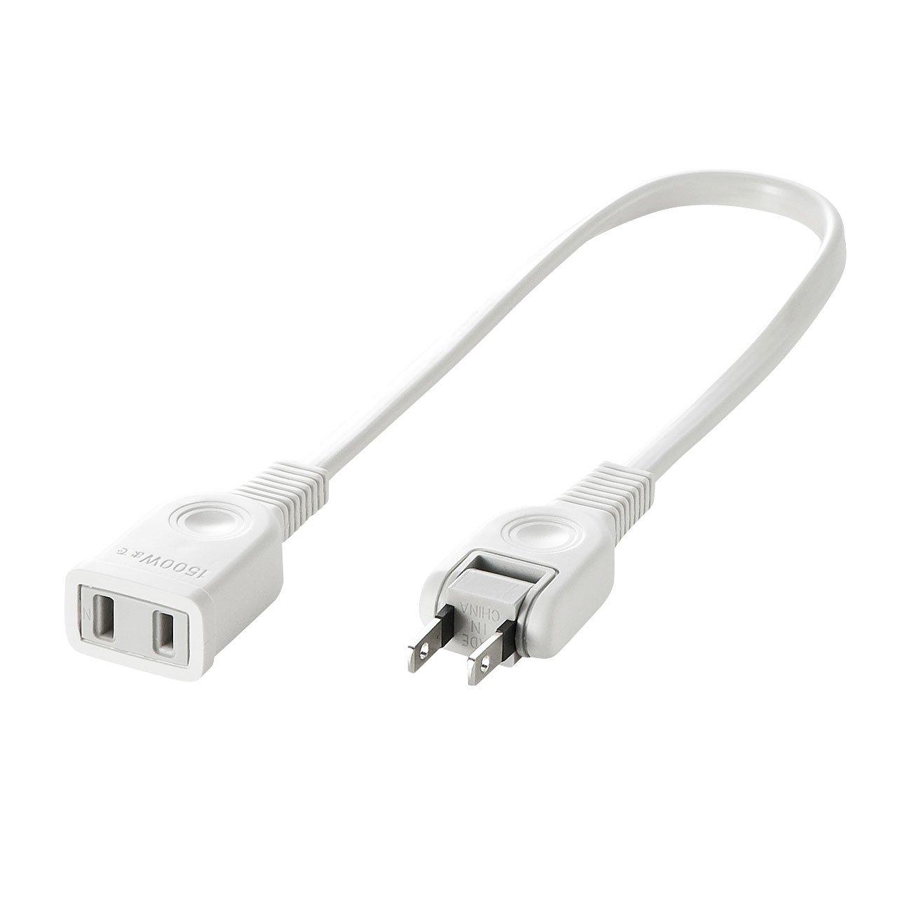 Sanwa Supply Power Extension Cord 0.3m with Fire Prevention Insulated Cap and Swing Plug TAP-EX21003