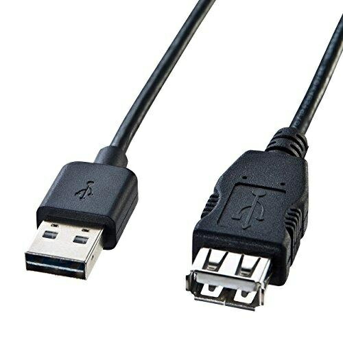 Sanwa Supply Reversible USB Extension Cable (Type A to Type A Female) 2m Black KU-REN2
