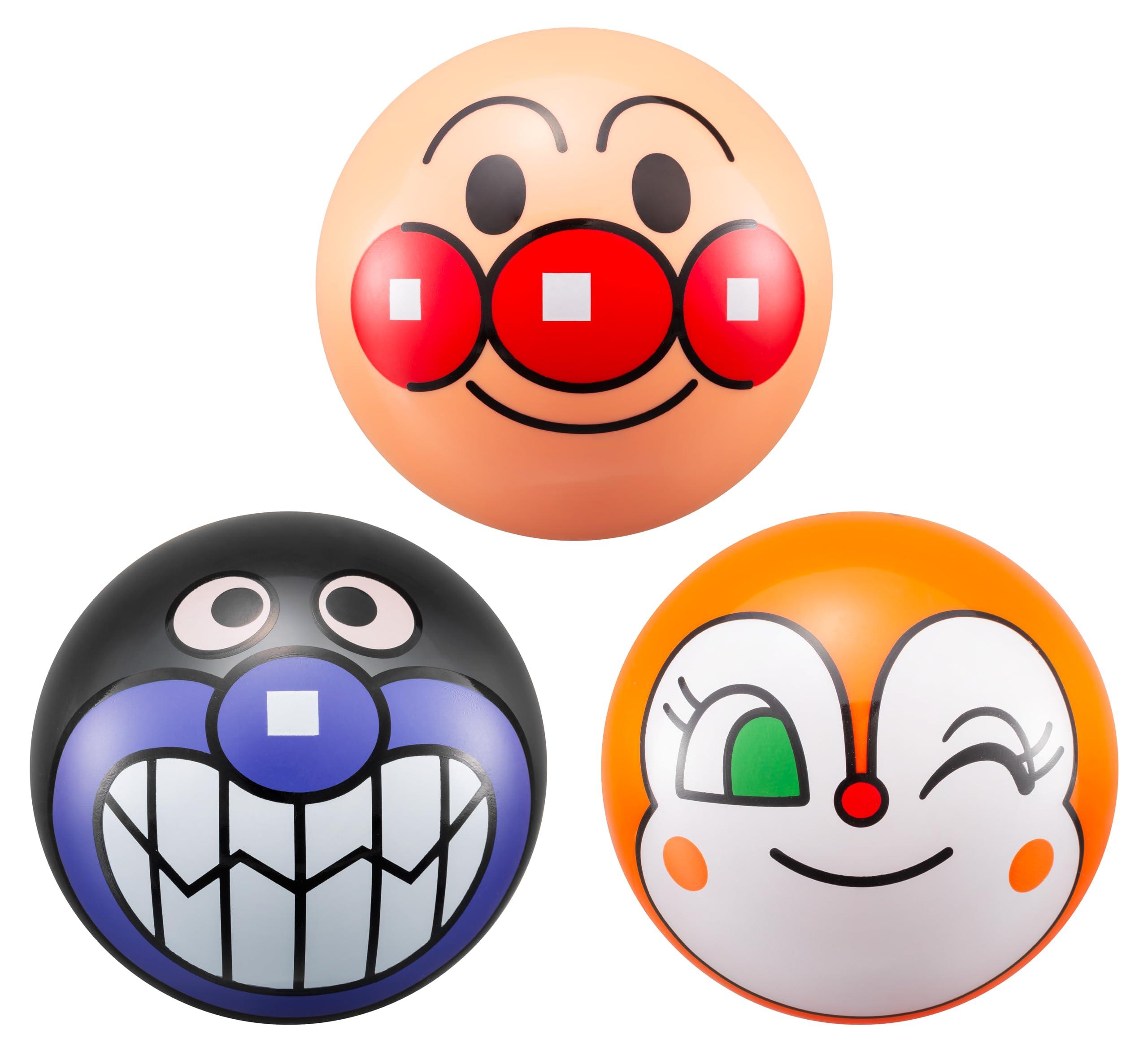 AGATSUMA Anpanman Mini Face Balls 3-Piece Set Anpanman, Baikinman, Dokin-chan