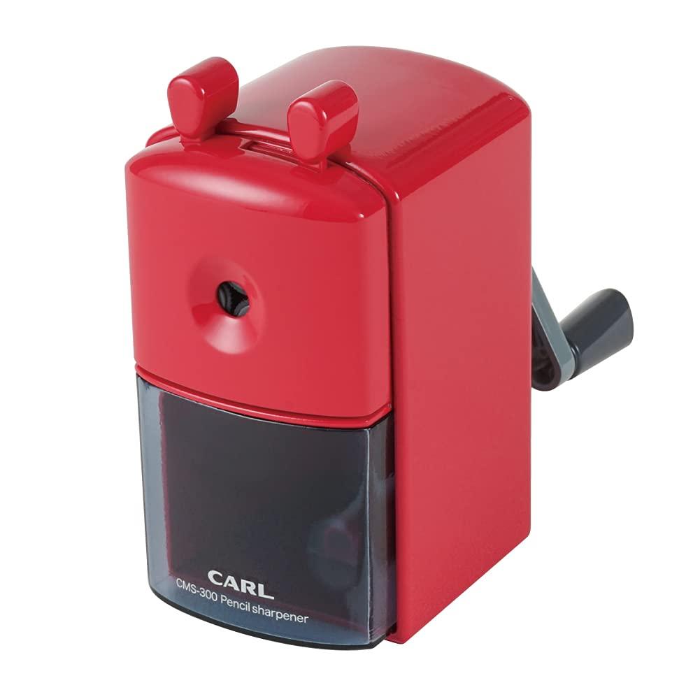 CARL Manual Pencil Sharpener with Broken Lead Removal Function, Red, Japanese Manufacturer CMS-300-R