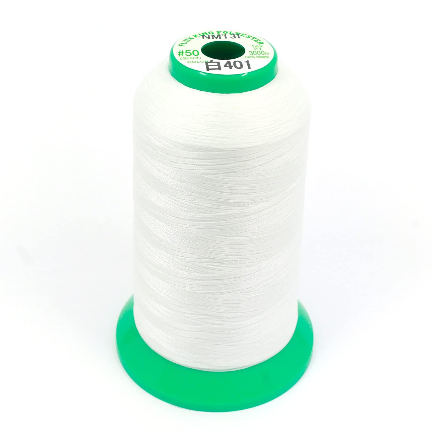 FUJIX Industrial King Polyester Sewing Thread No. 50 Standard Weight 3000m col.401 White