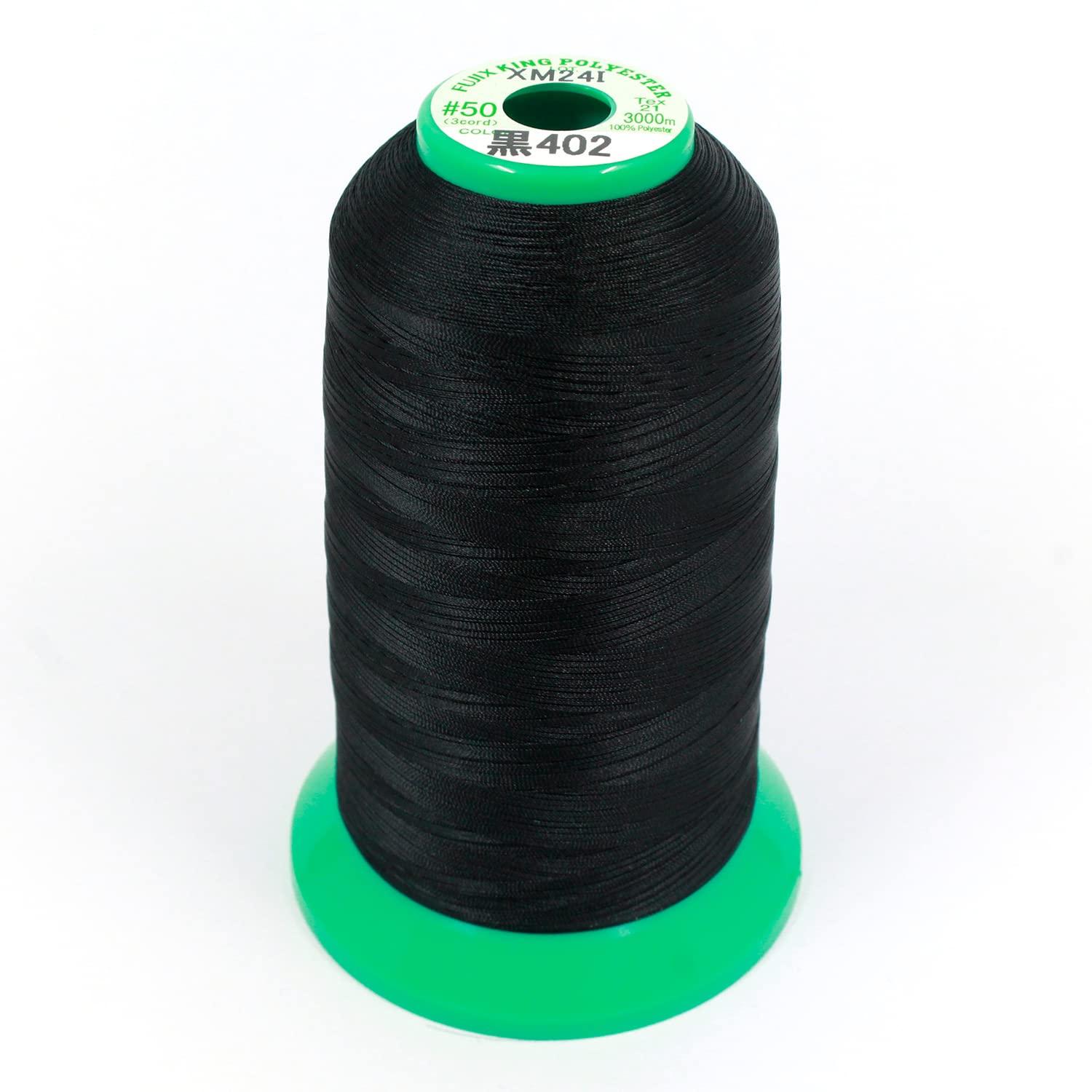 FUJIX Industrial King Polyester Sewing Thread No. 50 Standard Weight 3000m col.402 Black