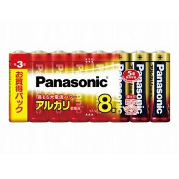 Panasonic LR6XJ/8SW Alkaline Dry Cell Battery AA Size 8P
