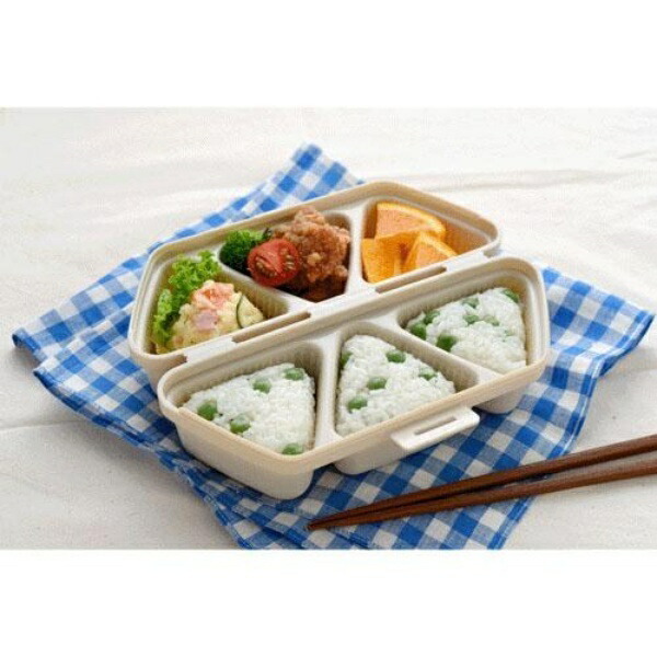 Ernest Onigiri Case Lunch Box (Accommodates Side Dishes Too) Onigiri Mold (Easy Onigiri Kit & Case Musbeat) Brand Trusted by Major Restaurant Chains Beige A-77371