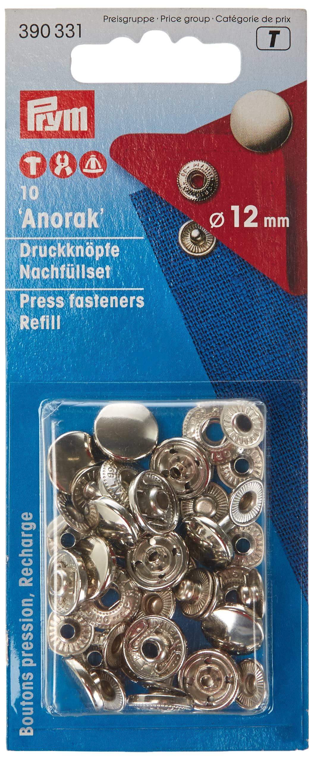 Prym Snap Button Anorak Replacement Set φ12mm 10 Pairs Nickel 390331