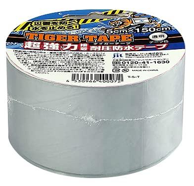 Tiger Tape 5cm x 150cm Transparent T-5-T Black T-5-B Super Strong Adhesive Pressure-Resistant Waterproof Tape Disaster Preparedness Tape (Transparent)