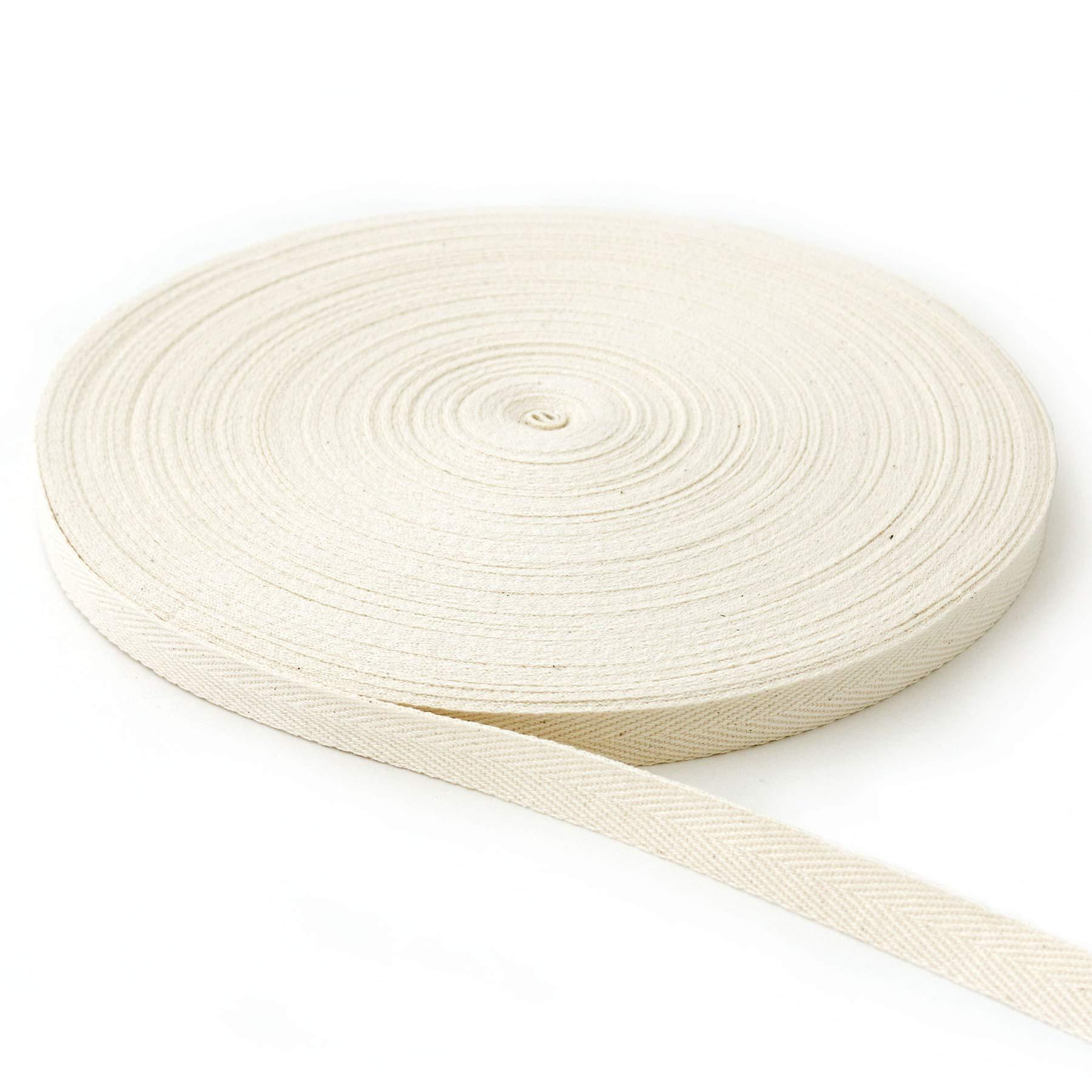 Nippon Chuko Cotton Twill Tape (50% Cotton, 50% Rayon) Width 15mm × 50m Roll Natural Color Craft Supplies Tape Twill Tape