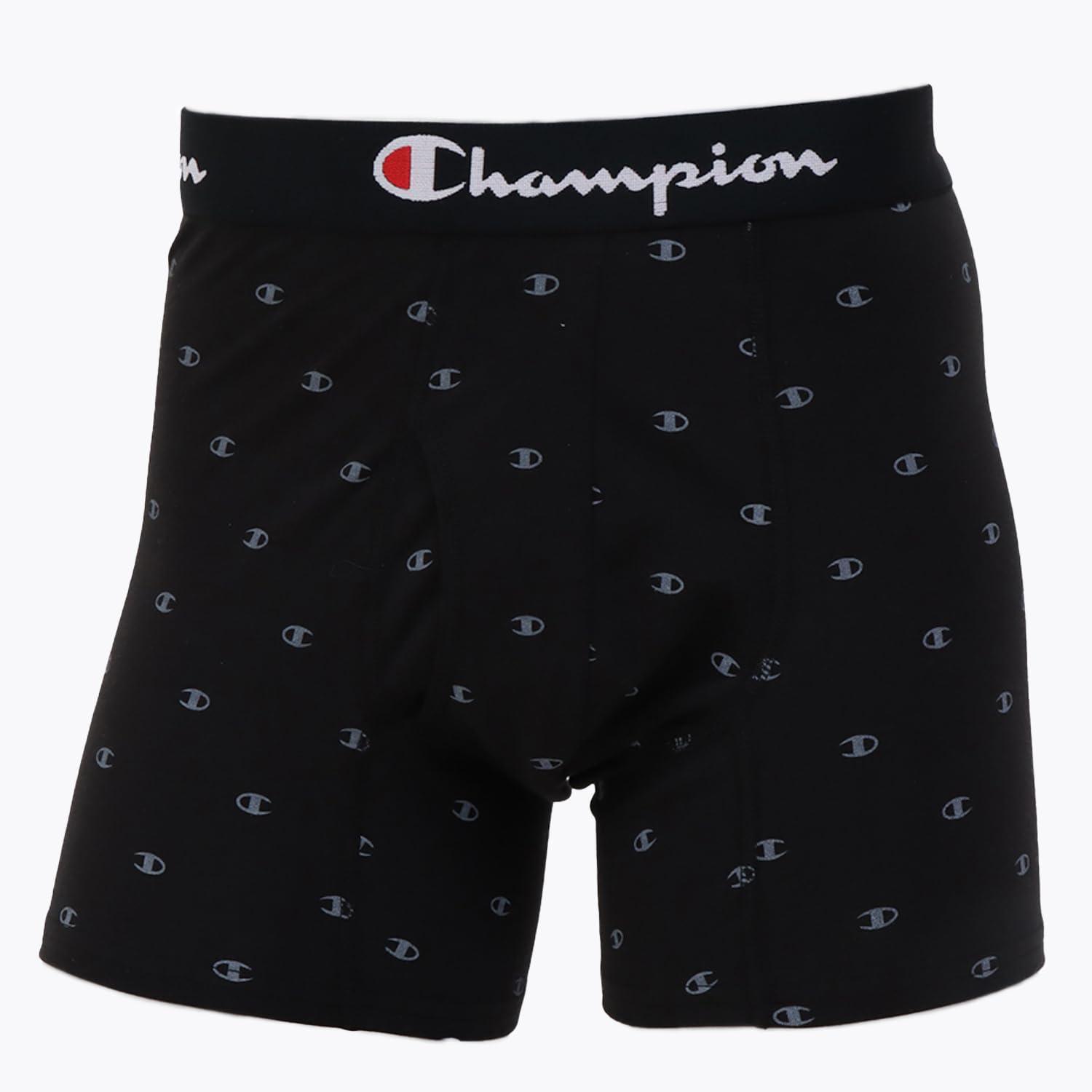 [Champion] Boxer Briefs doubleDRY® X-TEMP® Moisture-Wicking Quick-Dry Antibacterial Odor Control Stretch Breathable Script Logo Stretch Jersey Boxer Briefs Underwear Men's Bottoms CM6EY204 Black L