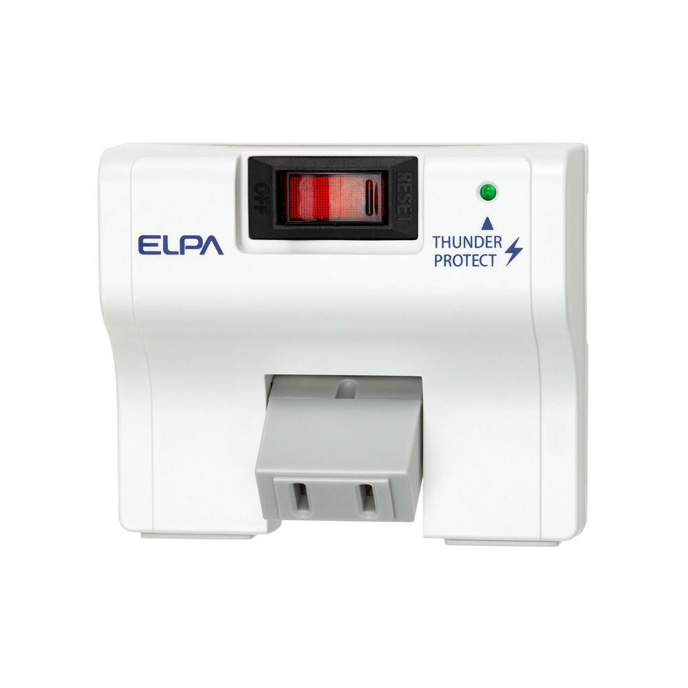 ELPA Surge Protector Tap Outlet with Lightning Guard, 3 Outlets, Lightning Resistant, 125V 15A, Central Switch, A-S400B(W)