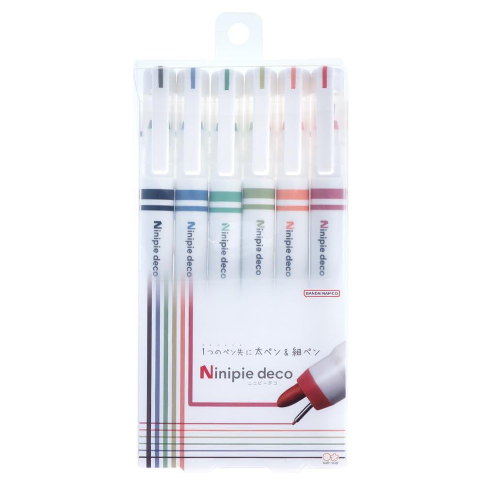 Sunstar Stationery Pen & Marker Water-Based Nini-Pee Deco 6-Piece Set A S4591780