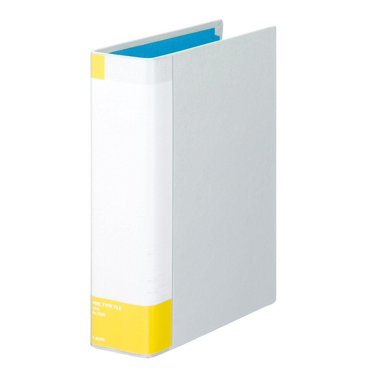 Lion Office Supplies Pipe File (Eco-Friendly) Single-Sided Opening A4 Vertical 600-Sheet Capacity 60mm Binding Spine Width 75mm Light Gray No.763K 1 Book