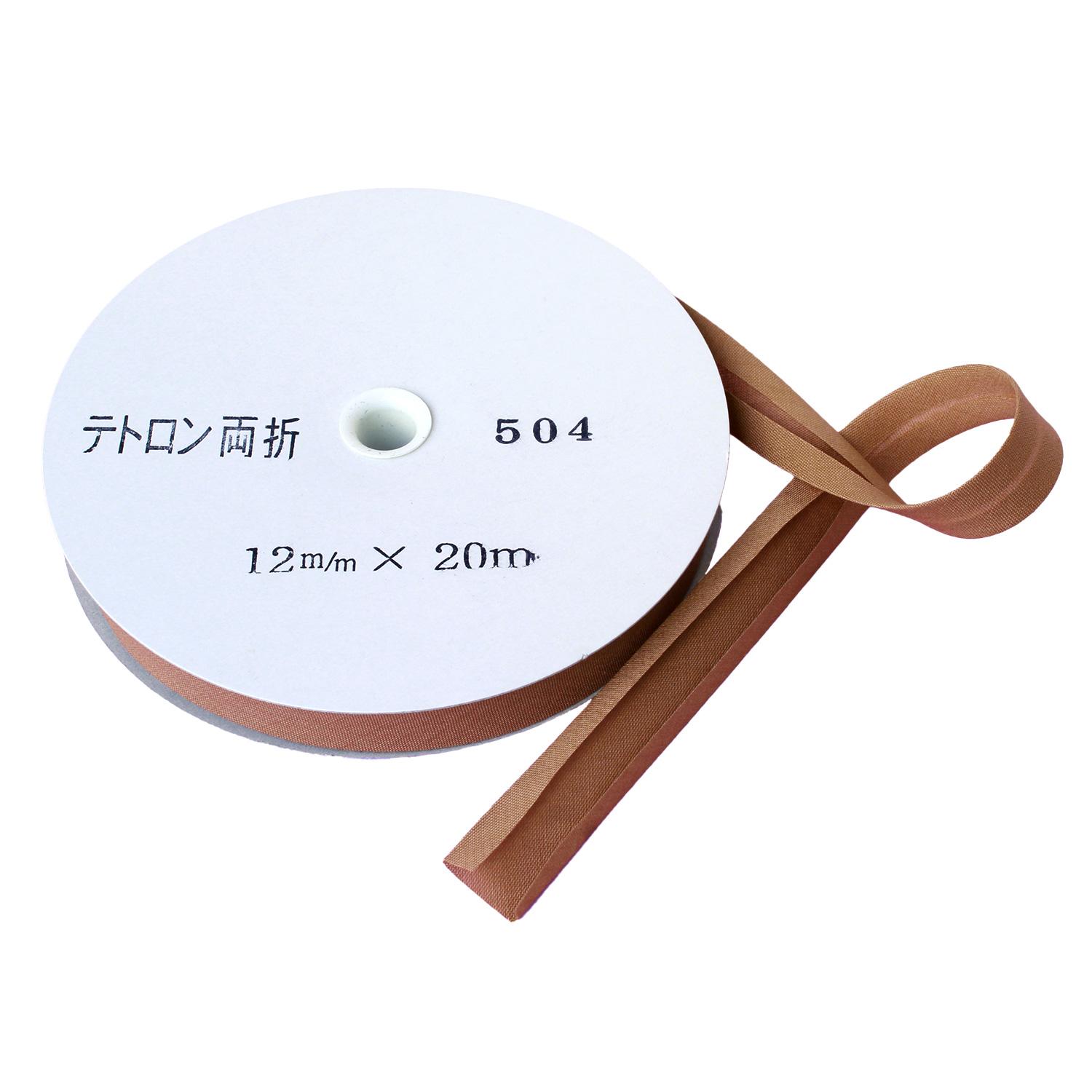 Asahi Bias Tape Tetron Bias Double-Fold 12mm Width × 20m Roll Camel Col.504