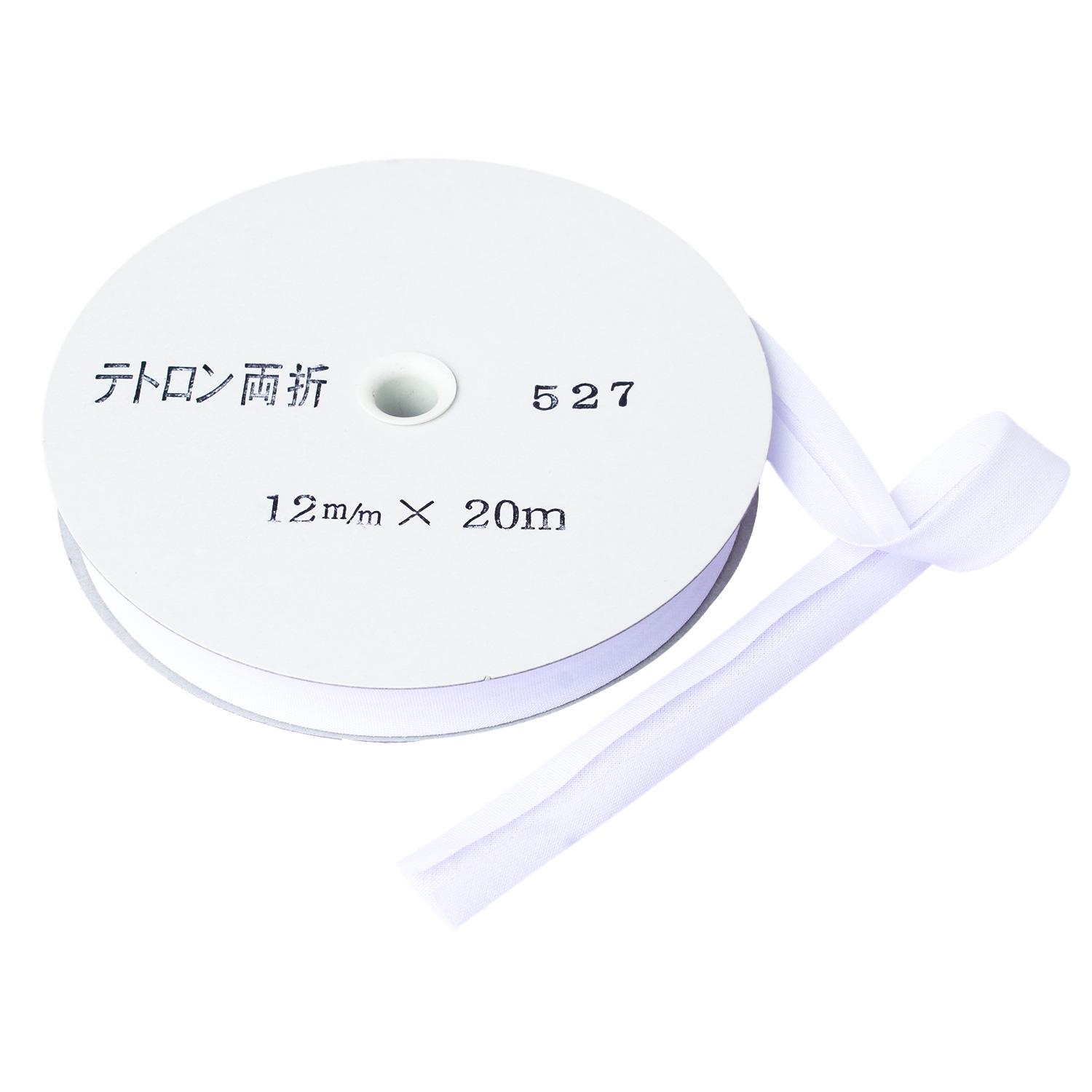 Asahi Bias Tape Tetron Bias Double-Fold 12mm Width × 20m Roll White Col.527