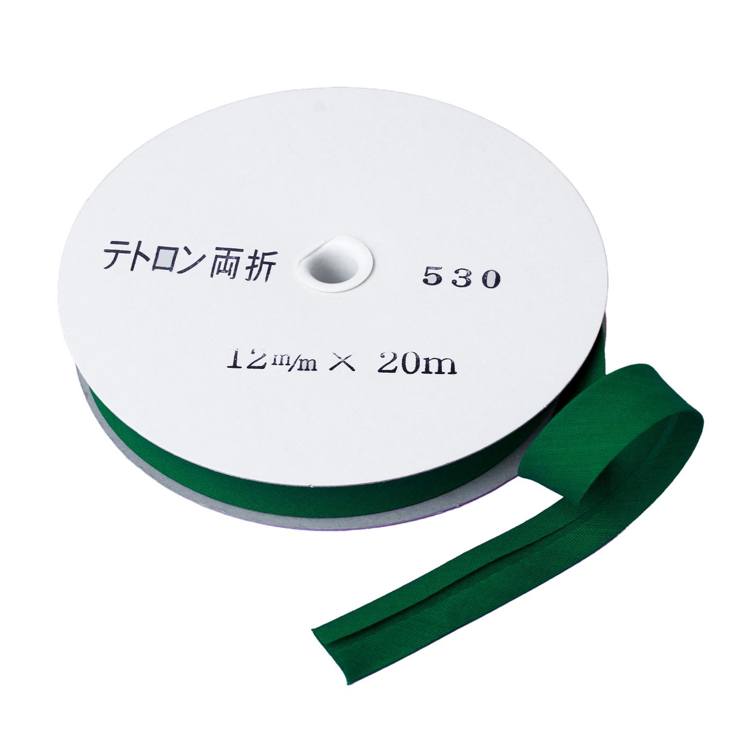 Asahi Bias Tape Tetron Bias Double-Fold 12mm Width × 20m Roll Moegi Green Col.530