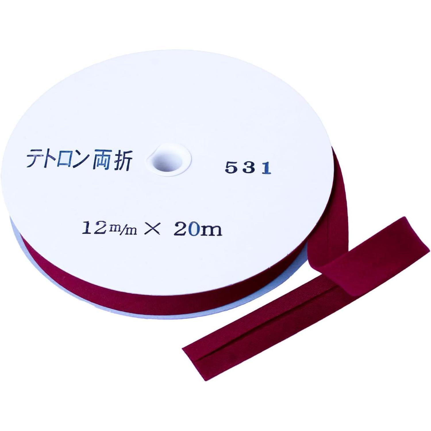 Asahi Bias Tape Tetron Bias Double-Fold 12mm Width × 20m Roll Red-Orange Col.531