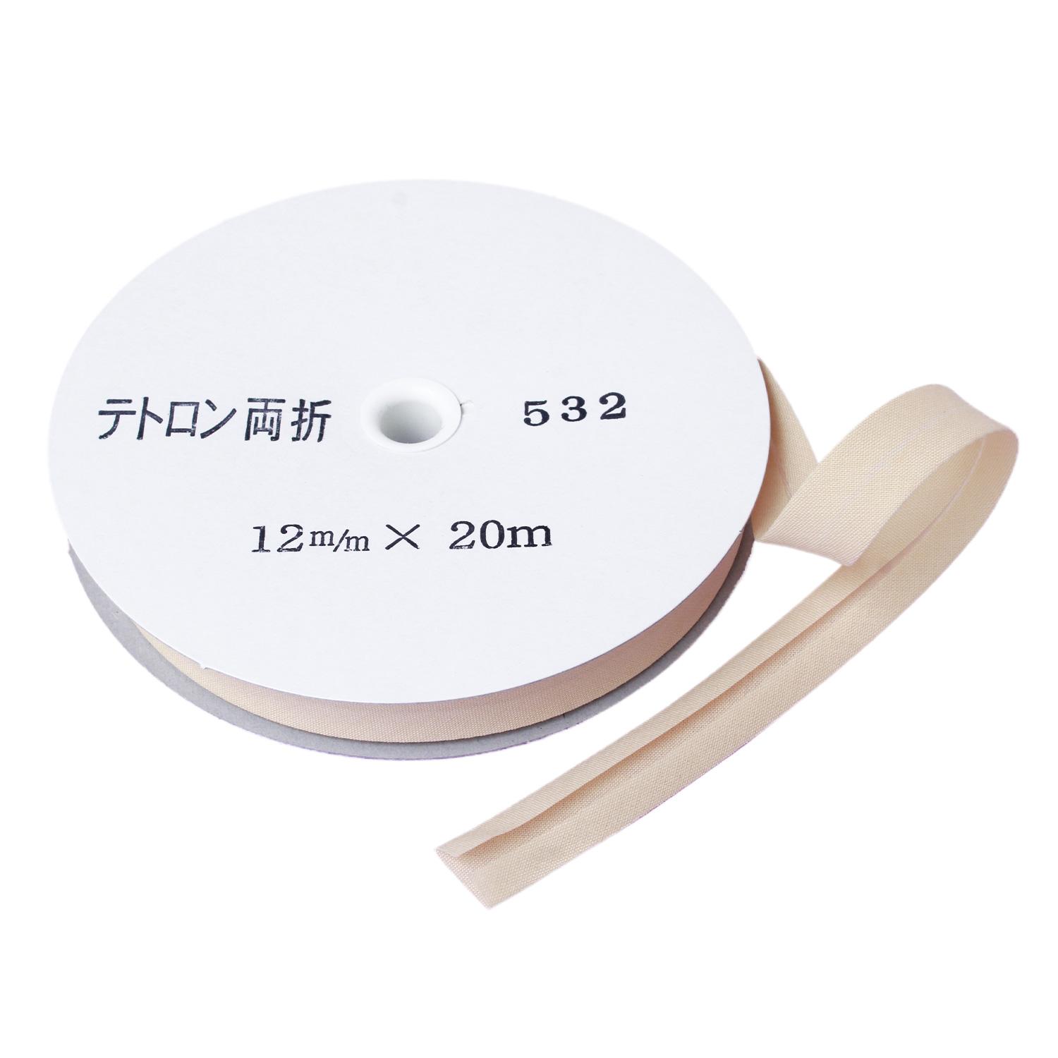 Asahi Bias Tape Tetron Bias Double-Fold 12mm Width × 20m Roll Beige Col.532