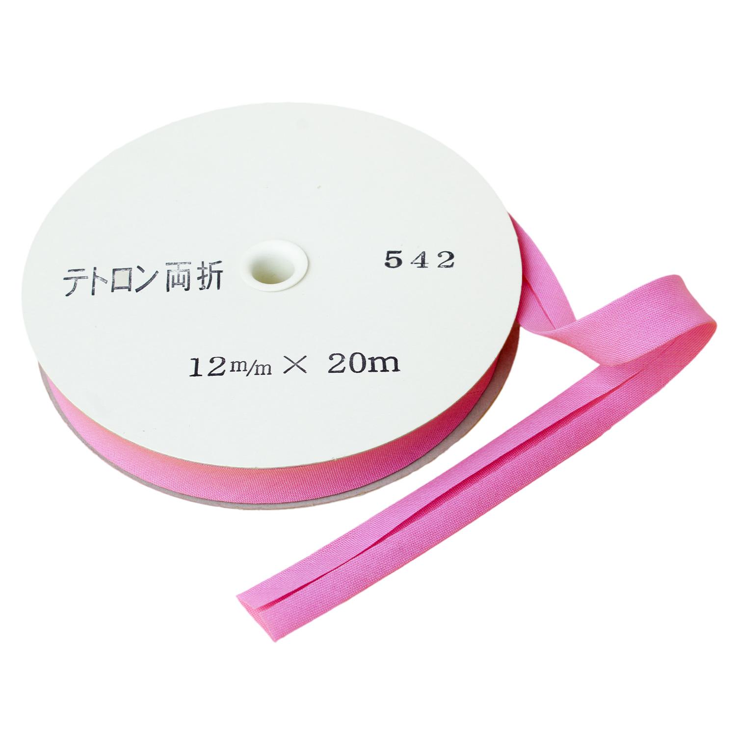 Asahi Bias Tape Tetron Bias Double-Fold 12mm Width × 20m Roll Rose Pink Col.542