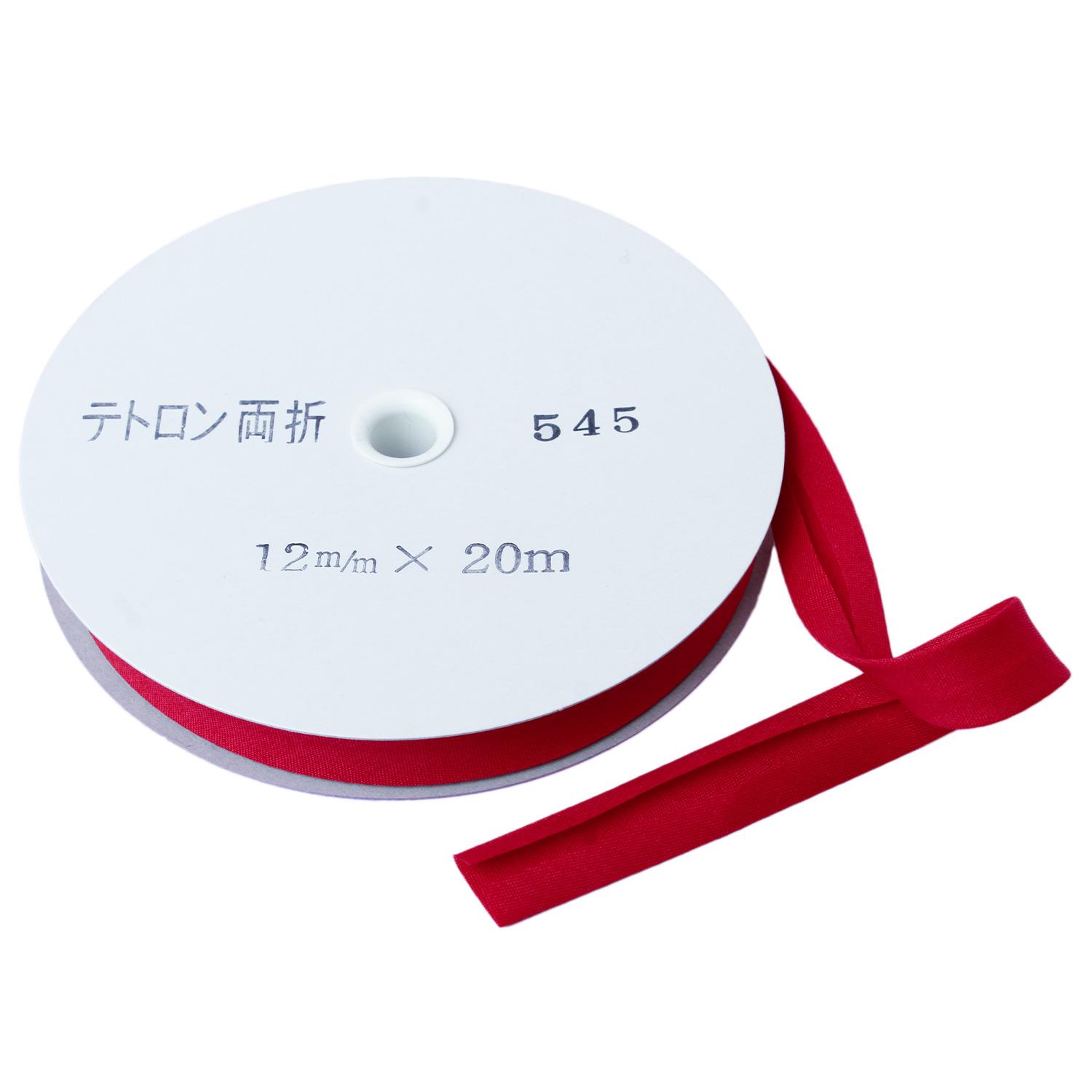 Asahi Bias Tape Tetron Bias Double-Fold 12mm Width × 20m Roll Red Col.545