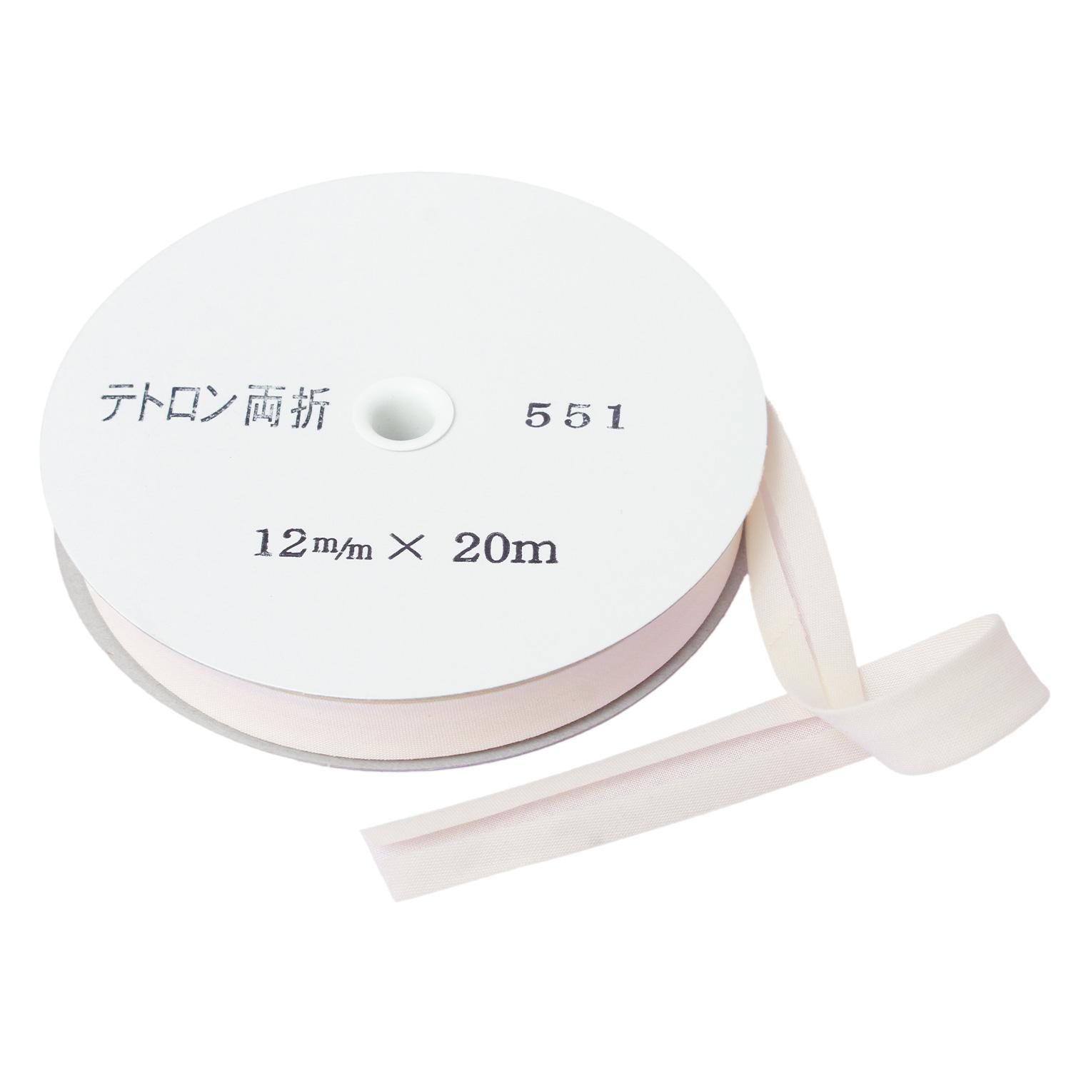 Asahi Bias Tape Tetron Bias Double-Fold 12mm Width × 20m Roll Ivory Col.551