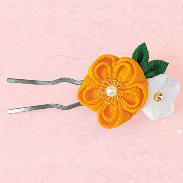Takagi Textile Panami Kyoto Crepe Tsumami Craft Flower Hairpin LH-125 LH-126 LH-126(Yellow) Crepe Crafts Japanese Style Japanese-inspired Recreations Accessories