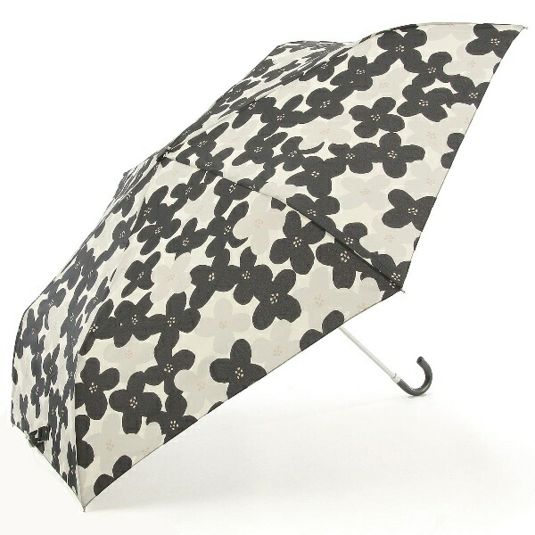 Miyajima Folding Umbrella 55cm Wind-Resistant Frame Floral Print Black Manual Open