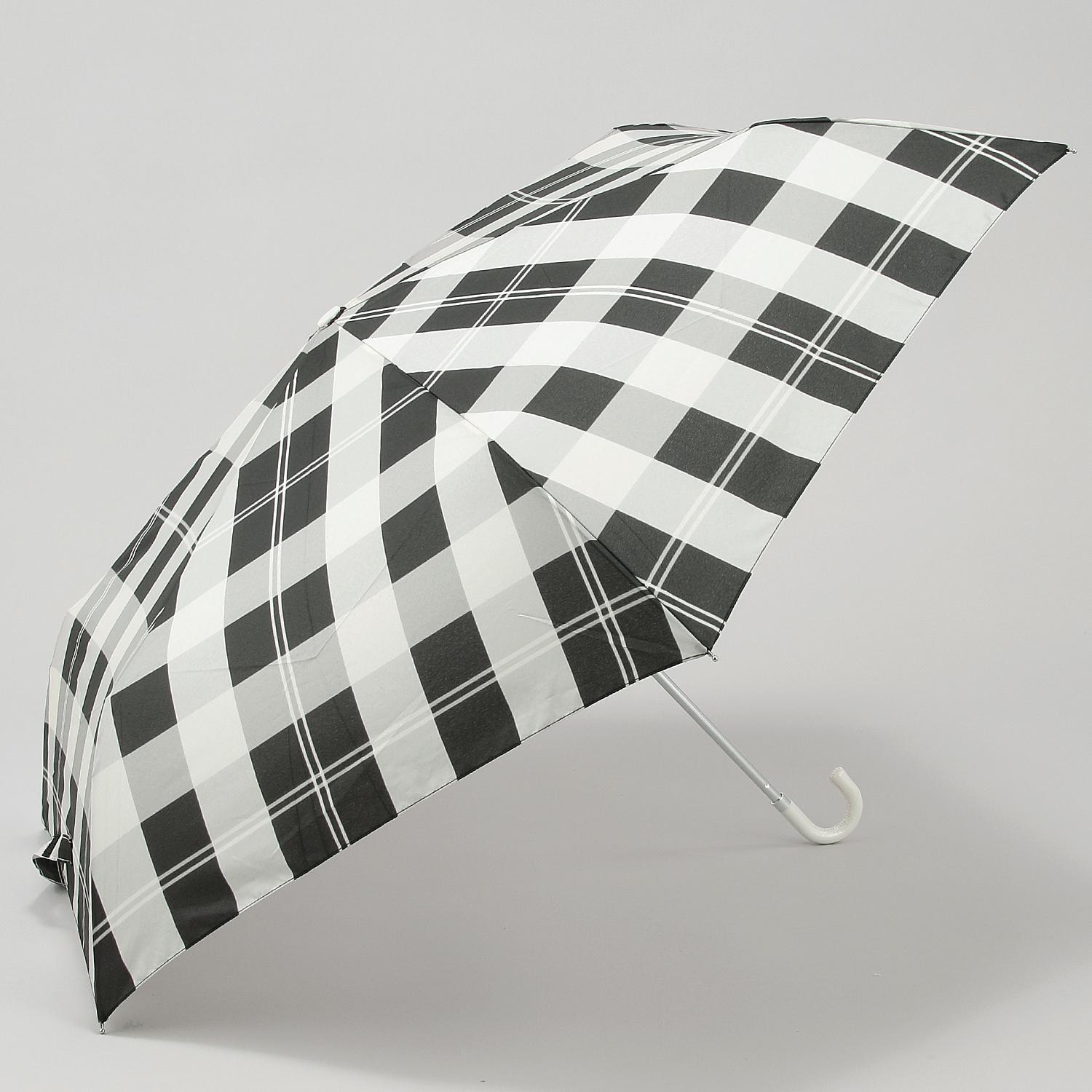 Miyajima Folding Umbrella 55cm Wind-Resistant Frame Big Check Black