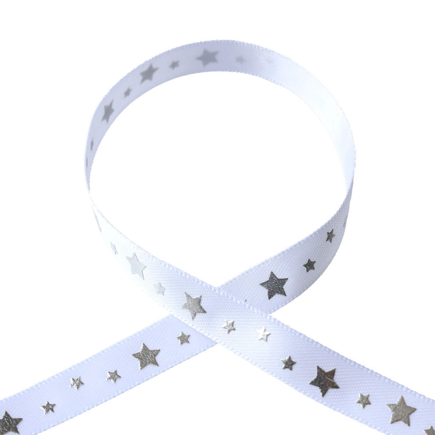 Blanc de Core Ribbon Star Print Satin No.3514-11 10mm × 10m