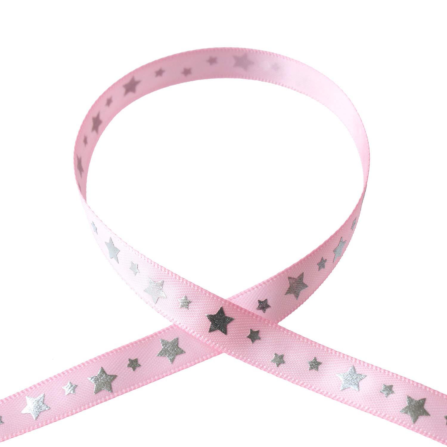 Blanc de Core Ribbon Star Print Satin No.3514-51 10mm × 10m