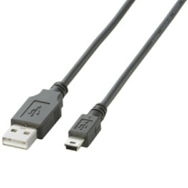 ELECOM USB Cable  USB 2.0 (USB Type-A Male to miniB Male) Standard 0.5m Black U2C-M05BK