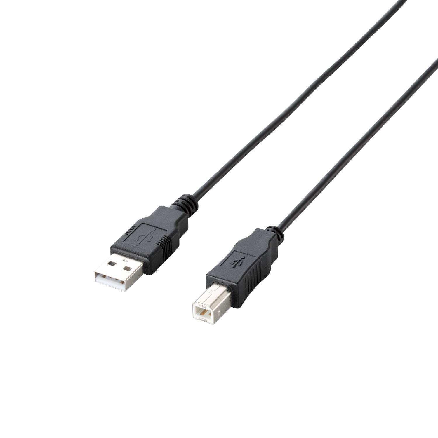 ELECOM RoHS Directive Compliant & Eco-Friendly Packaging Eco USB Cable for Printers USB 2.0 Type A to Type B 1m Black U2C-JB10BK