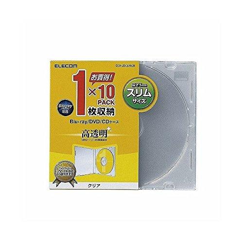 ELECOM DVD/CD Case Plastic Case Slim Single-Disc Storage 10-Pack Clear CCD-JSCS10CR