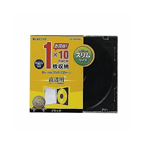 ELECOM DVD/CD Case Plastic Case Slim Single-Disc Storage 10-Pack Black CCD-JSCS10BK