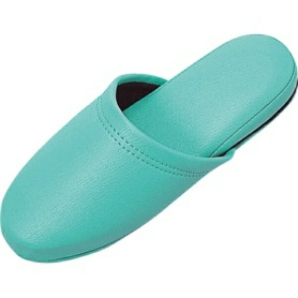 Omiken Antibacterial Leather-Style Slippers, Front Closure, Green, Approx. 23-26.5cm, 36051