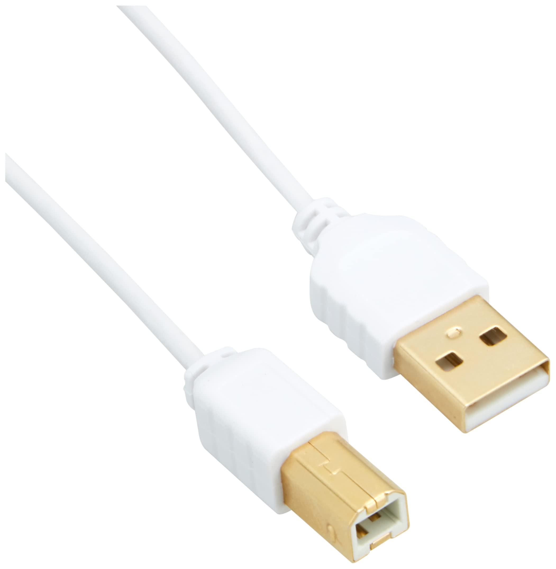 Sanwa Supply Ultra-Thin USB Cable (USB 2.0 Type A to Type B, White, 1m) KU20-SL10WK