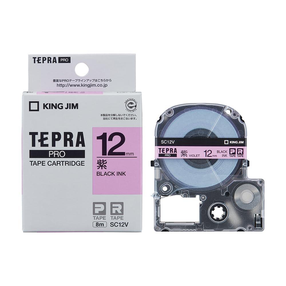 King Jim Tape Cartridge Tepla PRO 12mm SC12V Purple Black Text