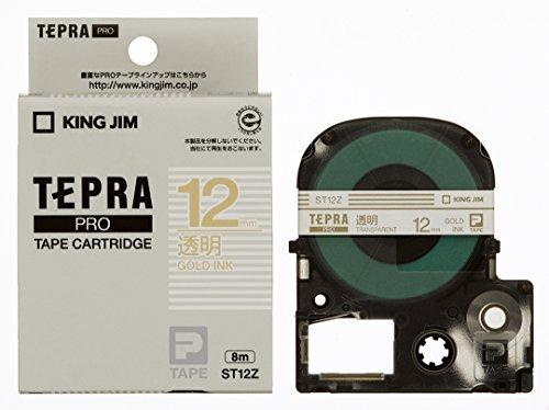 Kingjim Tepla PRO Tape Cartridge 12mm Transparent Label/Gold Text 8m Length ST12Z